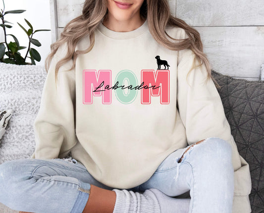 Retro style "mom" and "labrador" sweatshirt with labrador silhouette - doggy love in style! 
