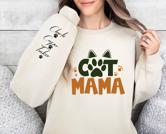 Customize sweatshirt for cat mom with pet name